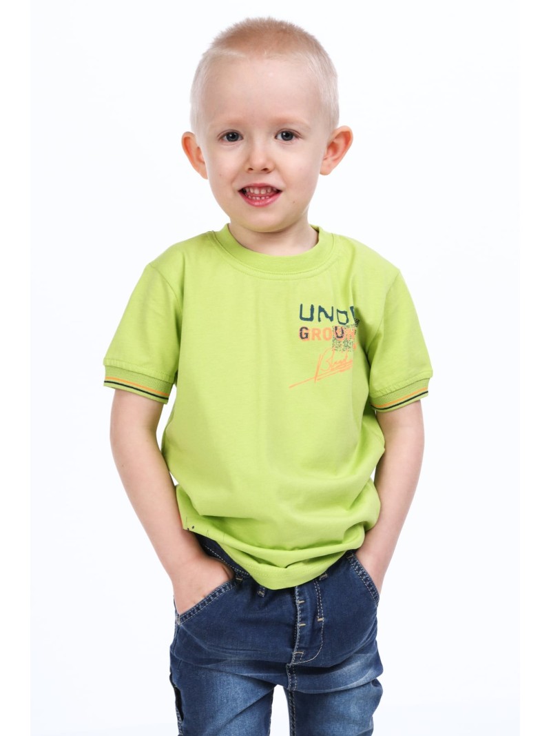 Limettenfarbenes Jungen-T-Shirt mit Aufschrift NDZ7337 – Online-Shop – Boutique